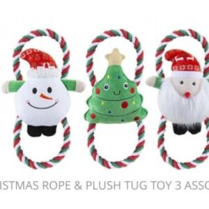 Christmas Rope and plush tug toy (3 assorted)