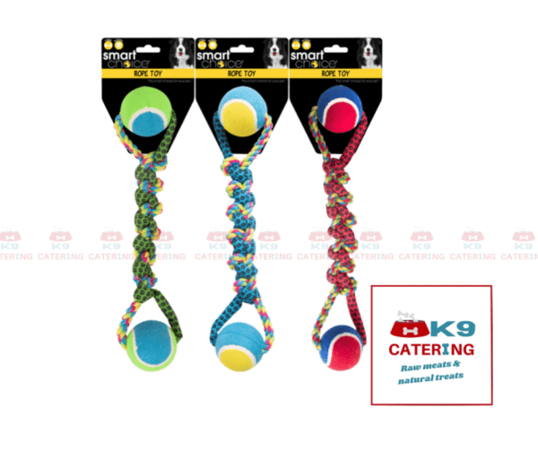 Tennis Ball Rope Dog Tug Toy (each)