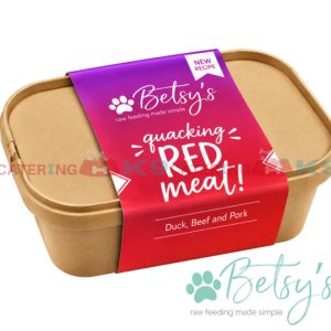 Betsy’s Quacking Red Meat 1kg duck beef and pork raw dog food